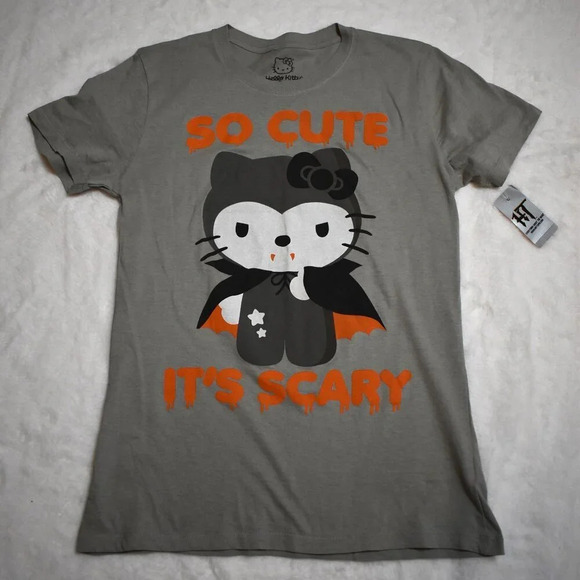Hello Kitty Vintage Doe Graphic Tee Sz M Y2K Goth Vampire Ghoul Gorecore Sanrio - Picture 7 of 12